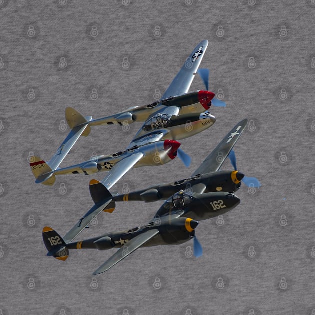 P-38s Formation No Background by acefox1